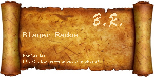 Blayer Rados névjegykártya